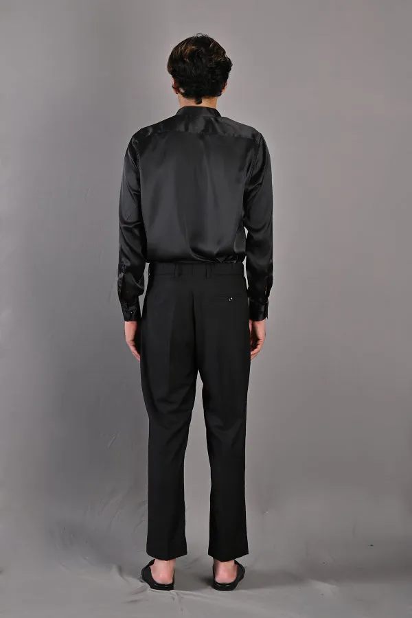 Pierre - Black Abstract Embroidered Open Jacket Set