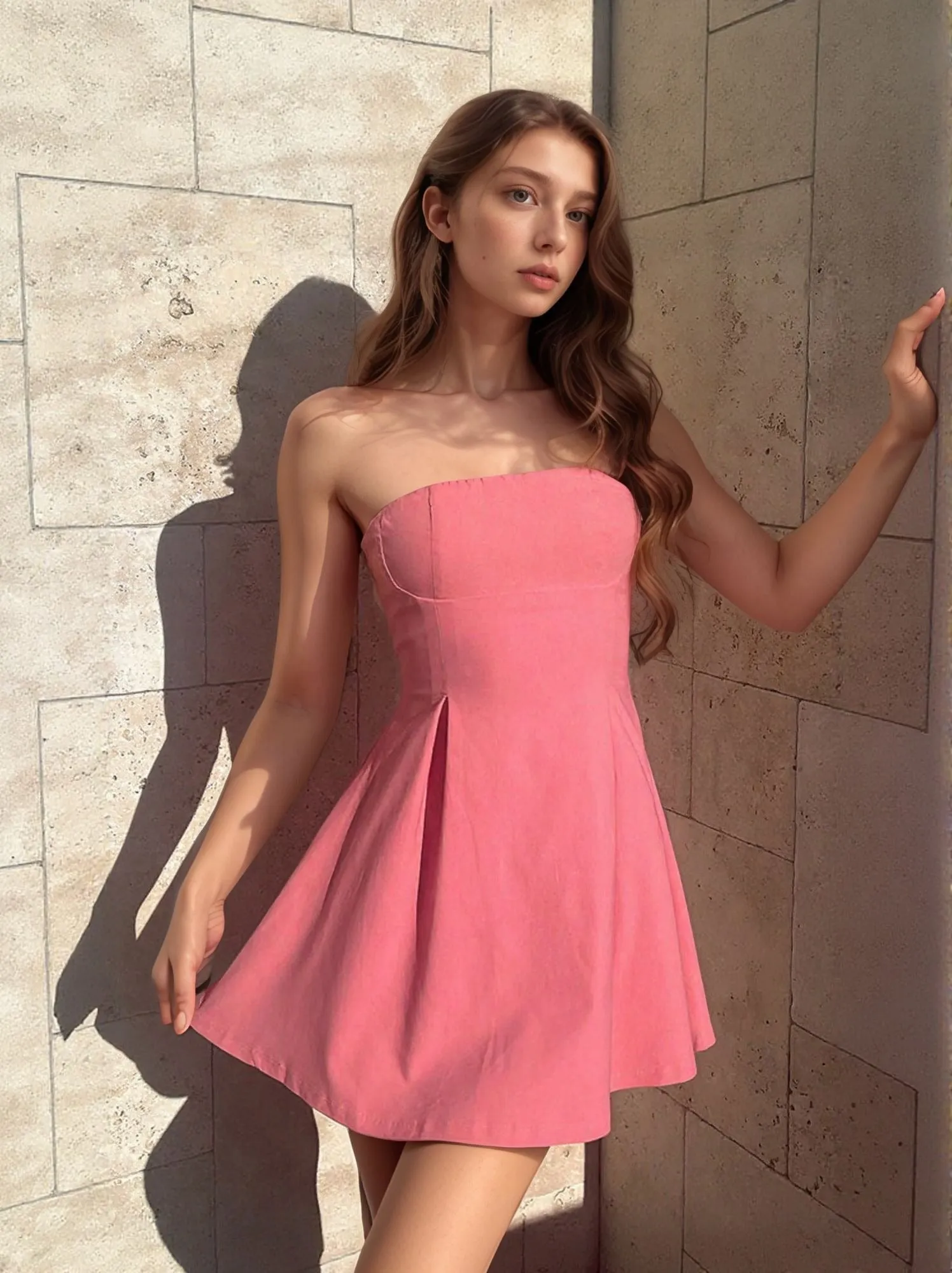 Pink Bandeau Mini Dress