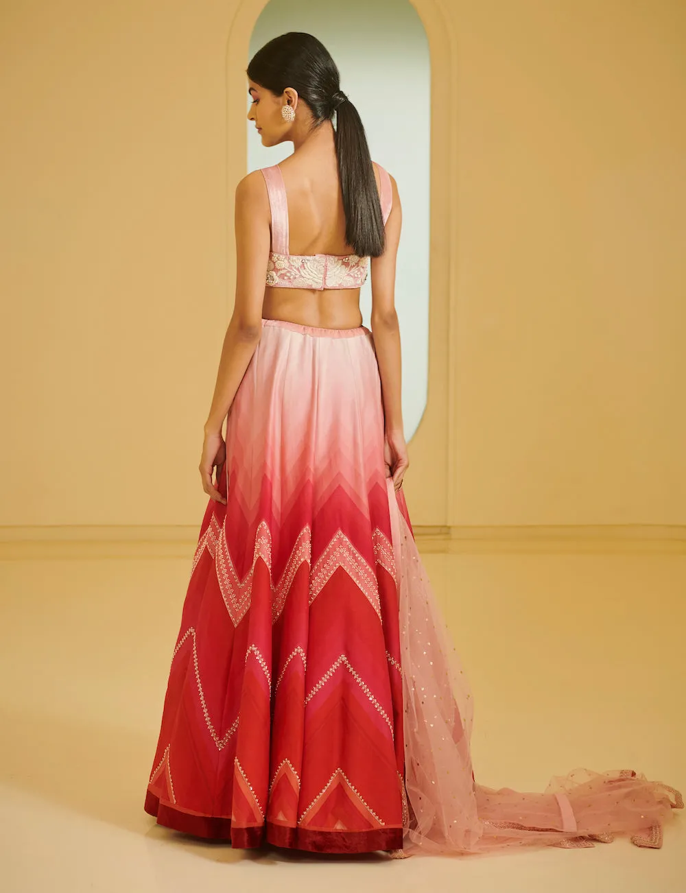 Pink Embroidered Highlighted Lehenga Set
