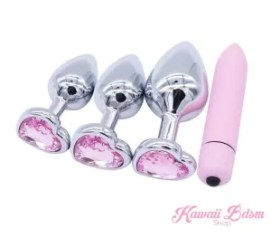 Pink Heart Plugs & Vibe Set