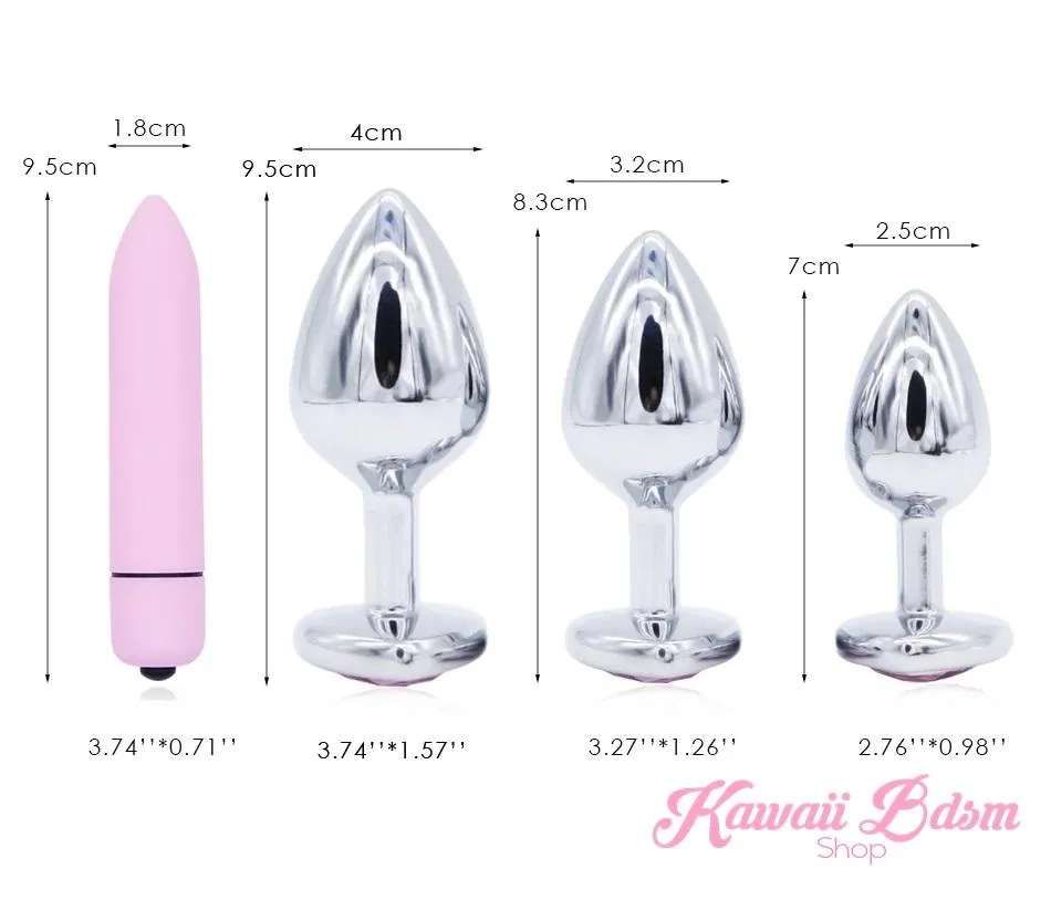 Pink Heart Plugs & Vibe Set