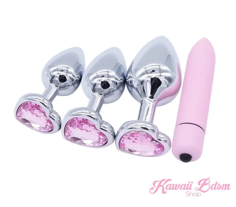 Pink Heart Plugs & Vibe Set