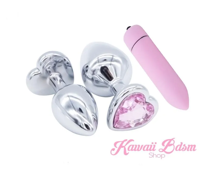 Pink Heart Plugs & Vibe Set
