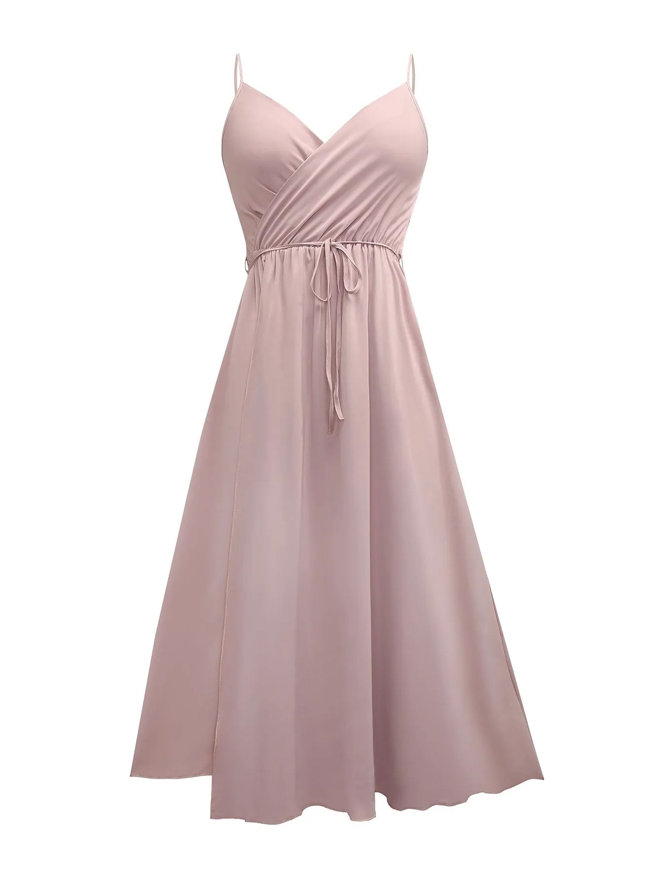 Pink High Slit Wrap Maxi Dress