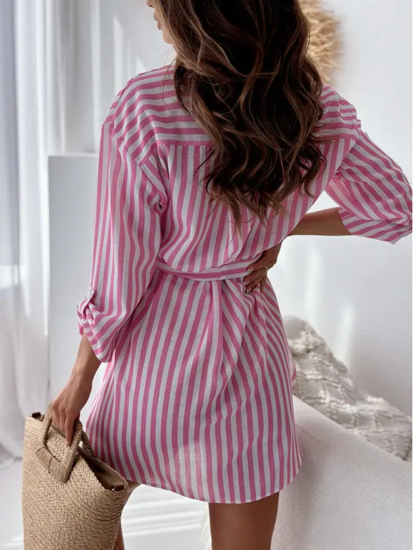 Pink Pocket Shirt Dress