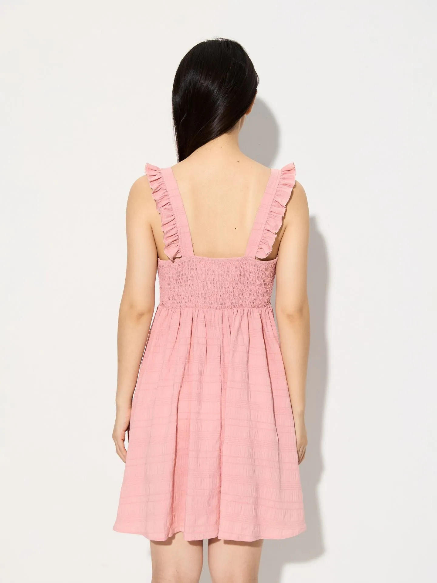 Pink Ruffle Strap Aline Dress