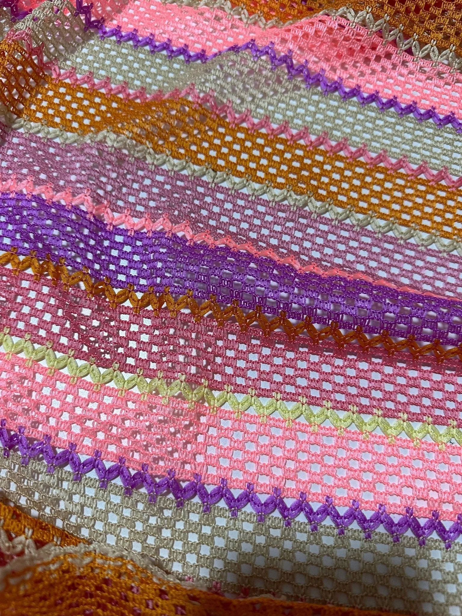 Pink Striped Knit Jersey Fabric - Soft Mesh Material for Fashion and Crafts