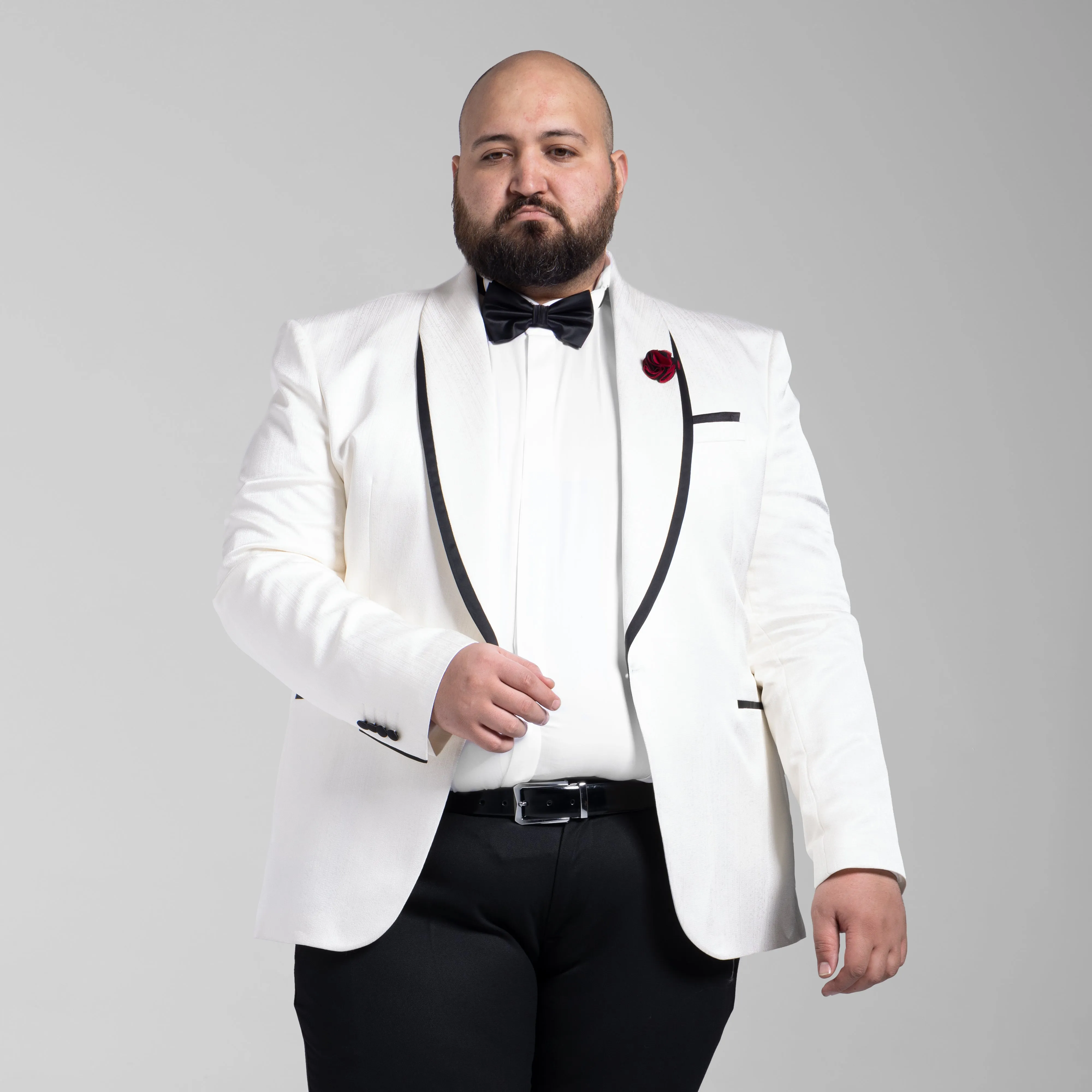 Plus Size Tuxedo OFF White Suit (Wedding Suit)-Turkish Made