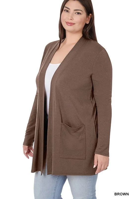 PLUS Slouchy Pocket Open Cardigan