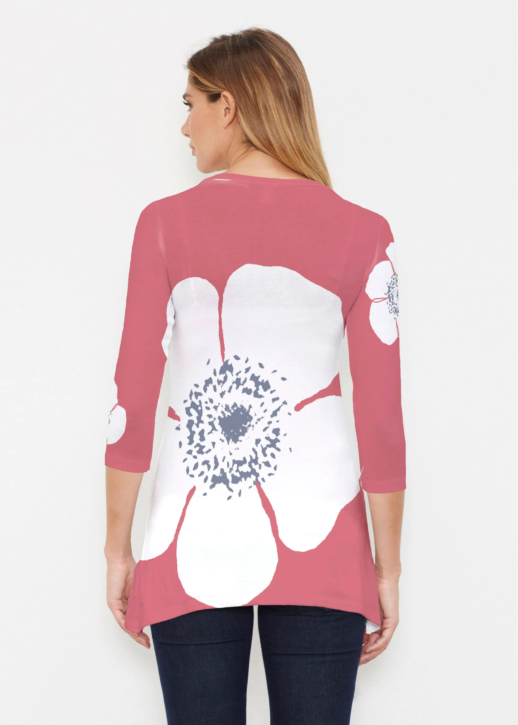Poppy Red (7015) ~ Buttersoft 3/4 Sleeve Tunic