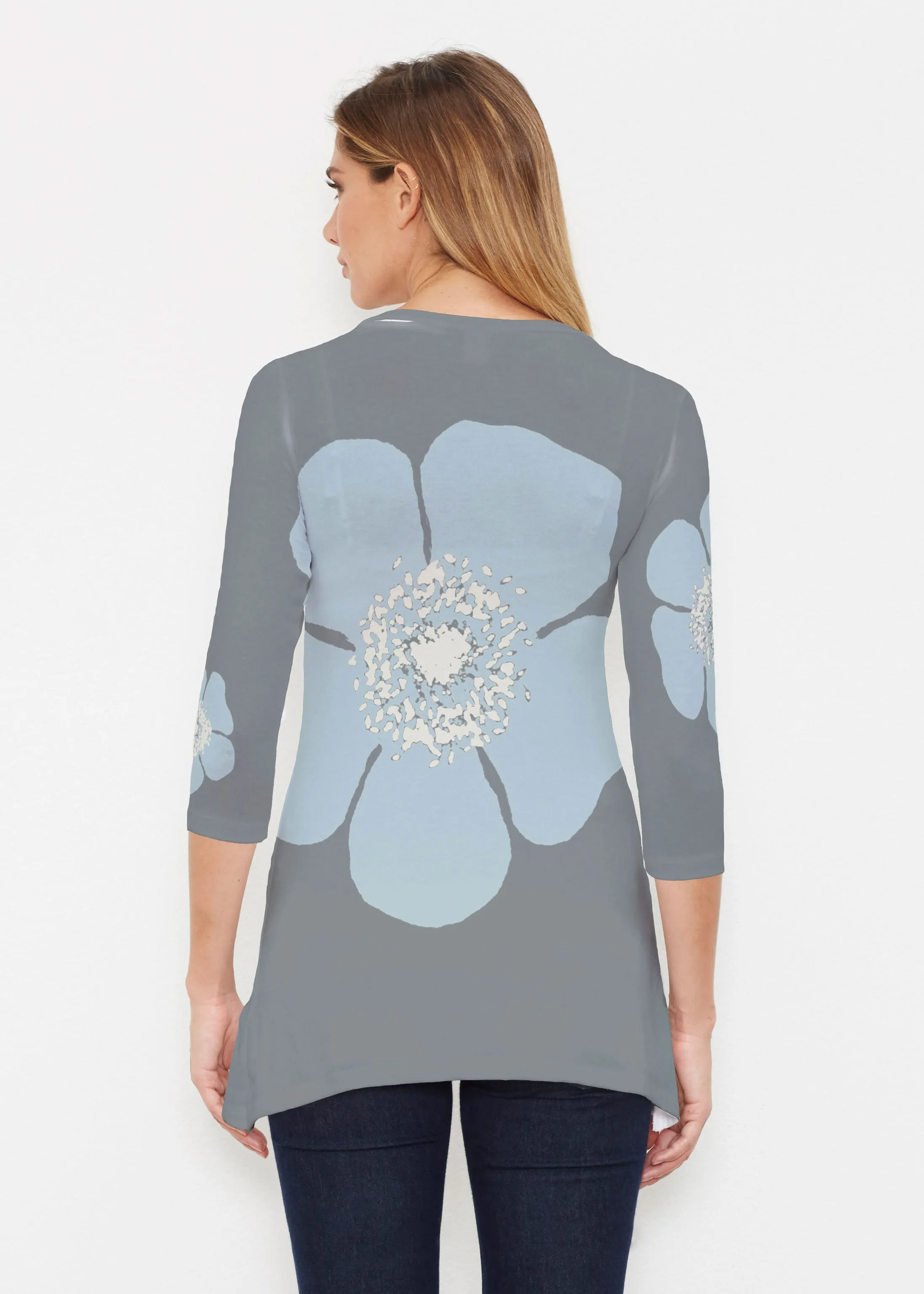 Poppy SteelBlue-Grey (7066) ~ Buttersoft 3/4 Sleeve Tunic