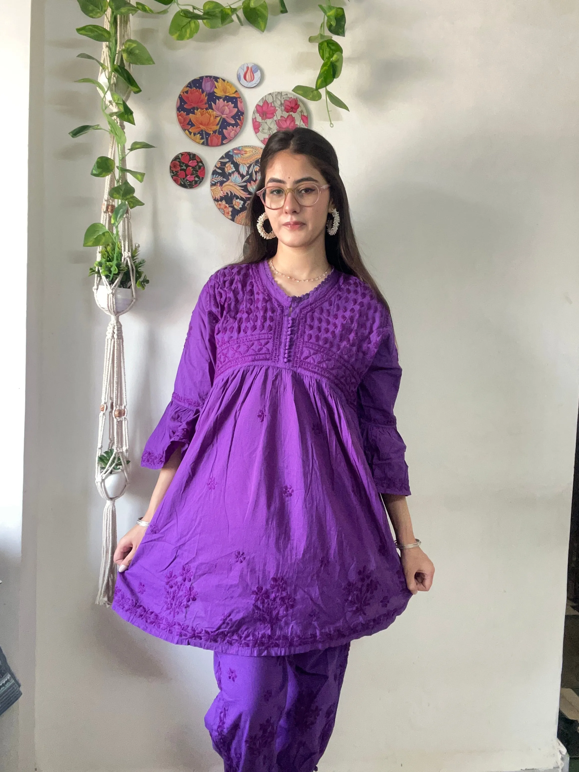 Purple Chikankari Coord Set