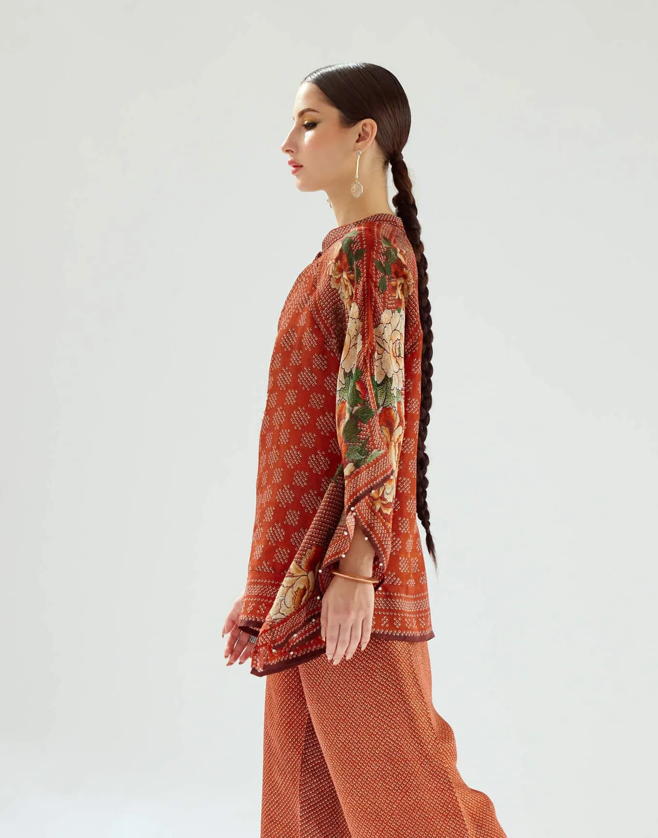 Ramona rust silk poncho tunic