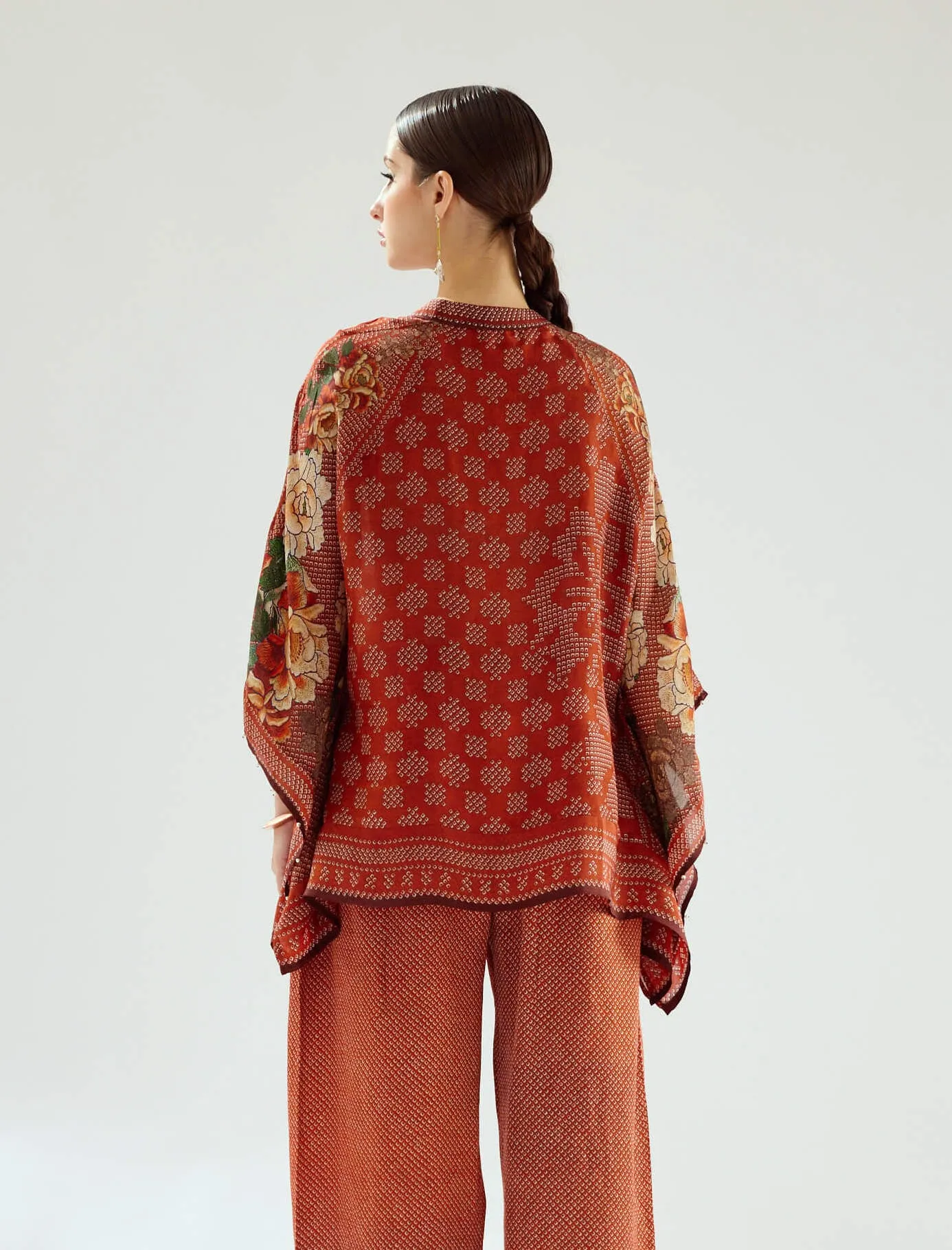 Ramona rust silk poncho tunic