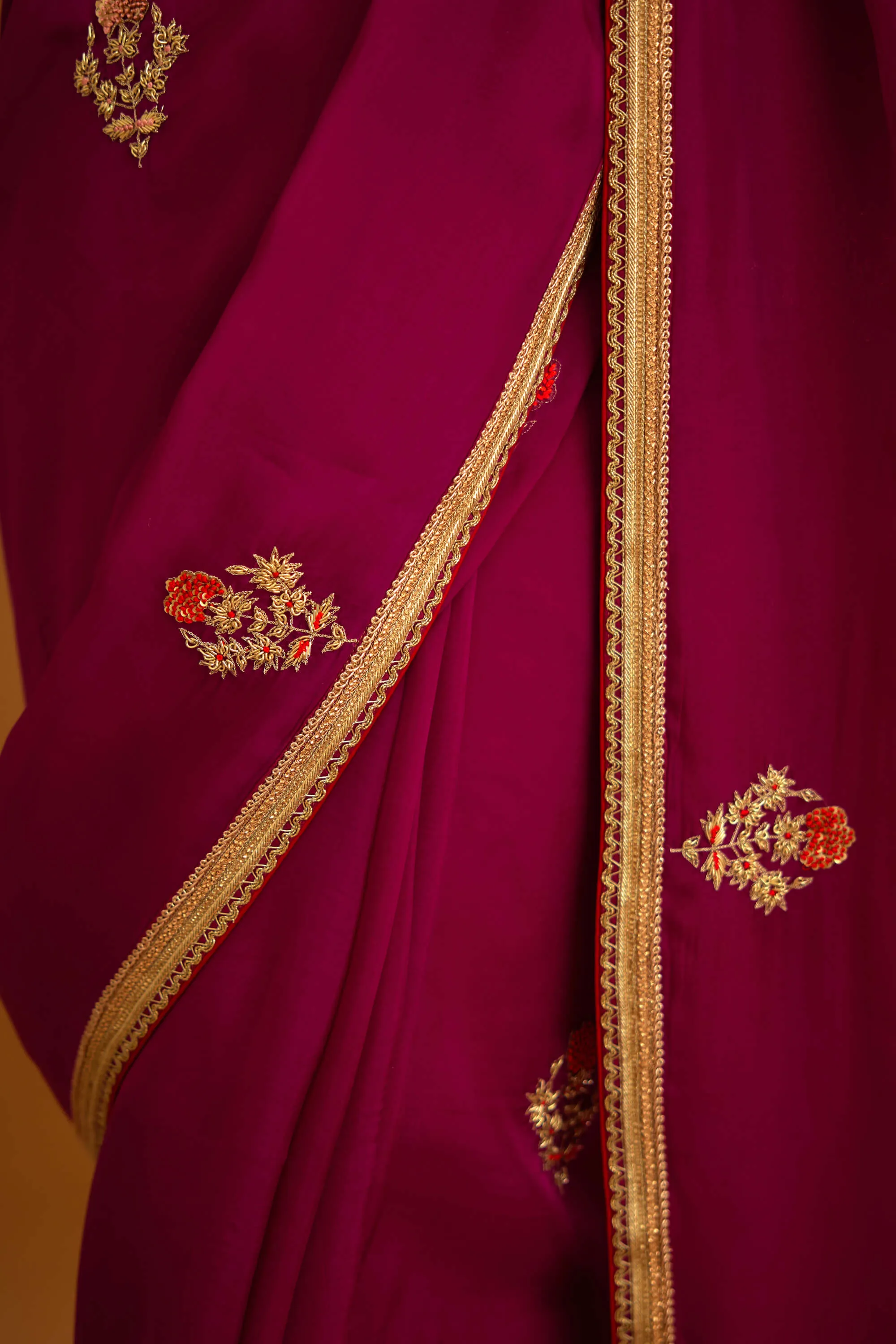 Raspberry pink organza sari and blouse