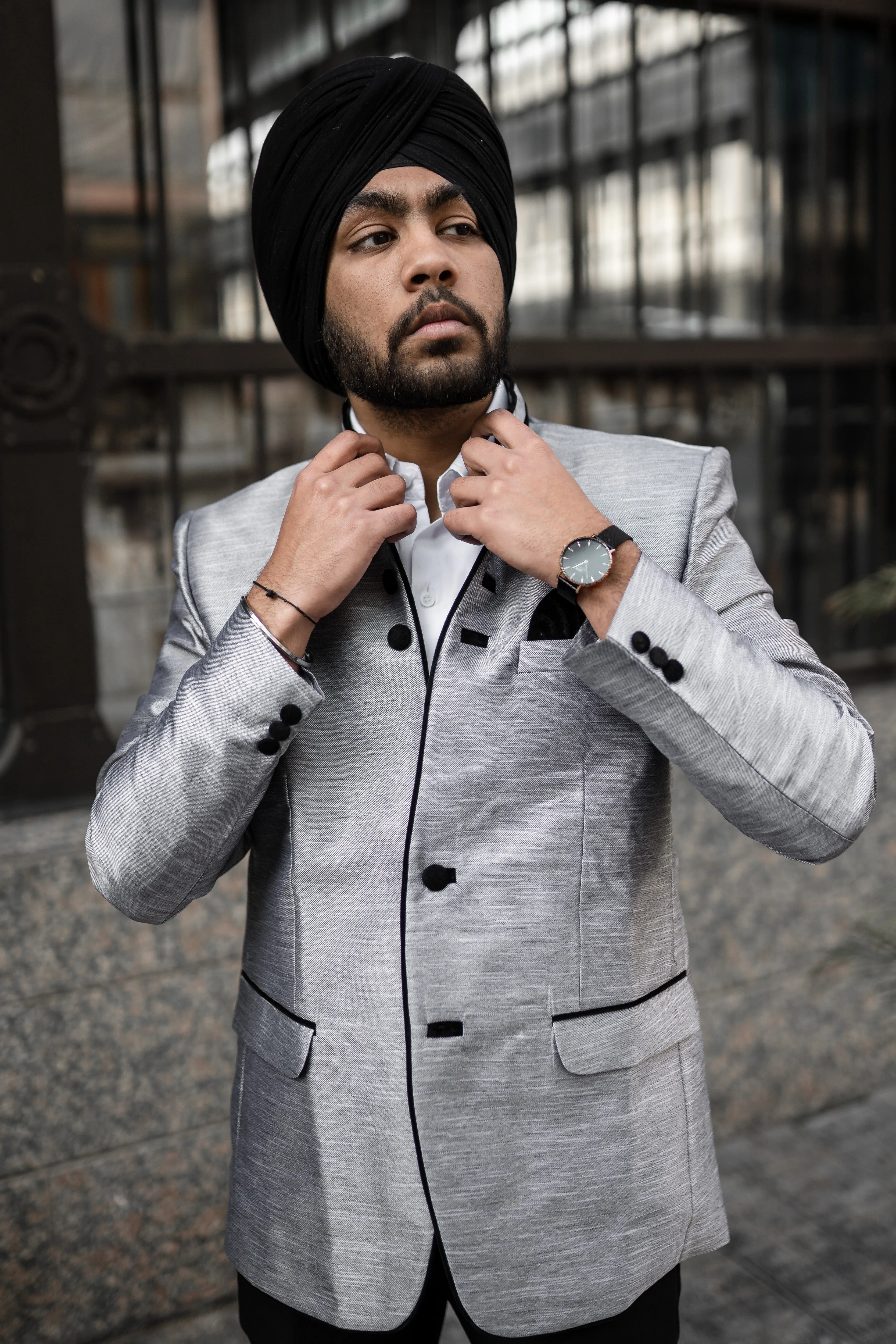 Rayon Silver Bandhgala
