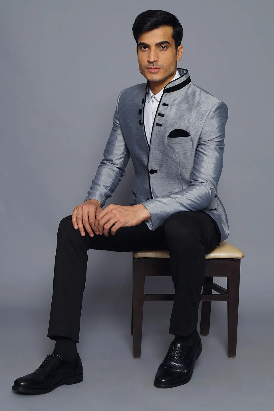 Rayon Silver Bandhgala