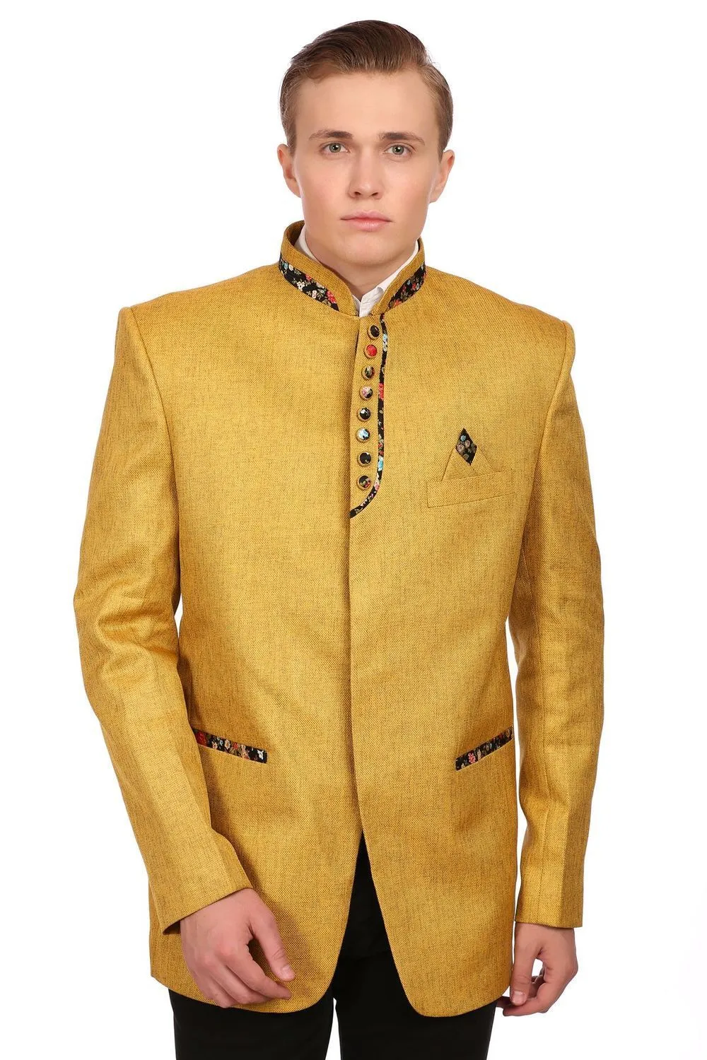 Rayon Yellow Bandhgala