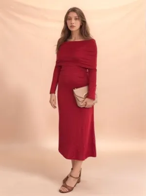 Red Off Shoulder Maxi Dress