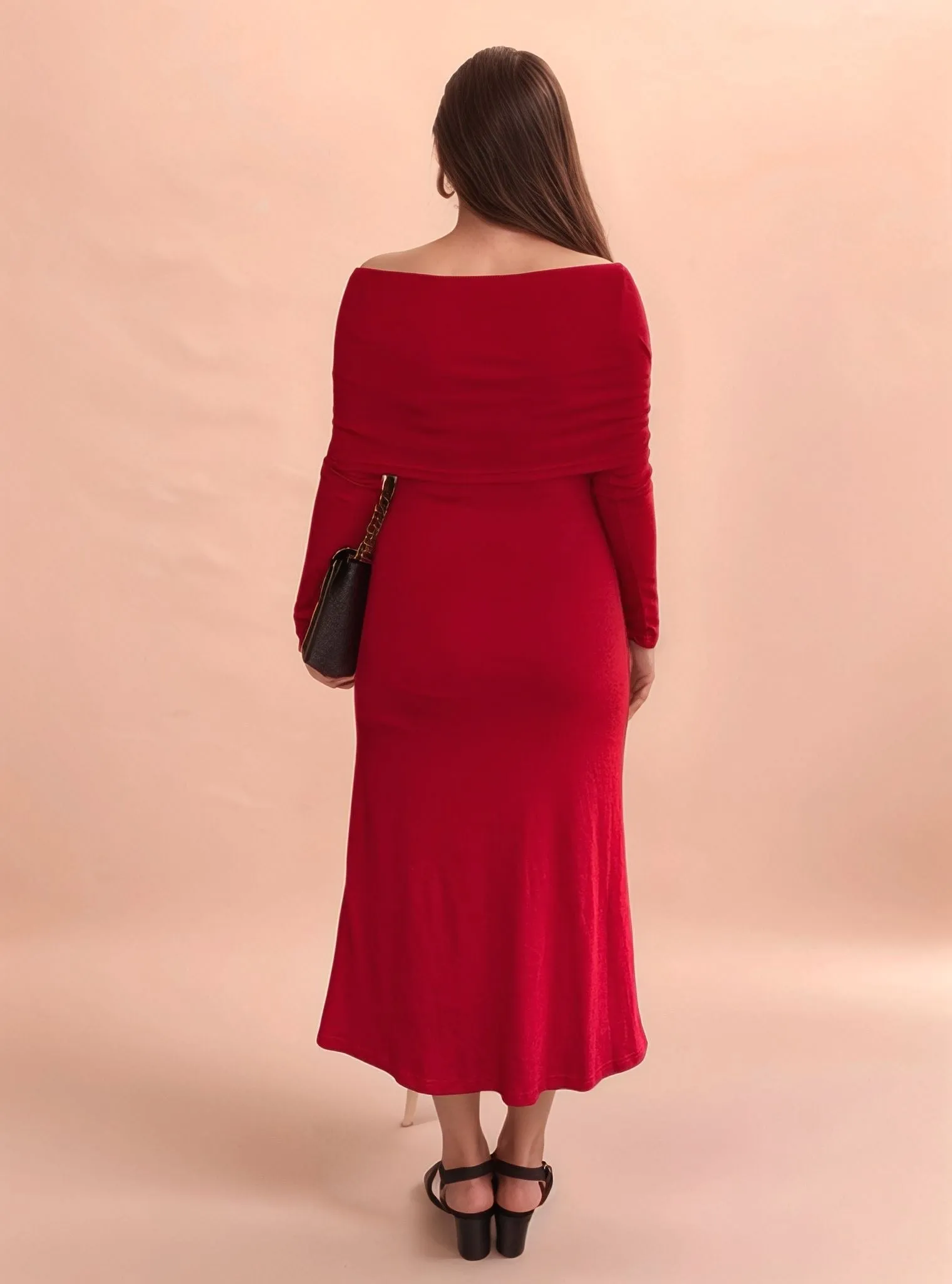 Red Off Shoulder Maxi Dress