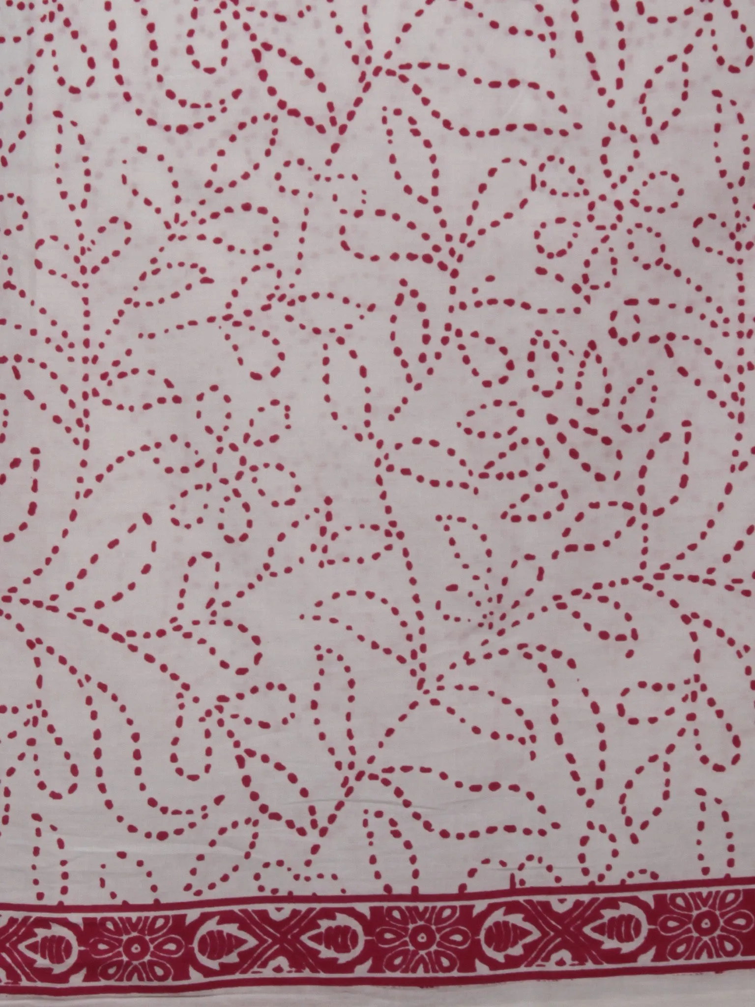 Red Pink Ivory Hand Block Printed Cotton Suit-Salwar Fabric With Chiffon Dupatta (Set of 3) - S16281276