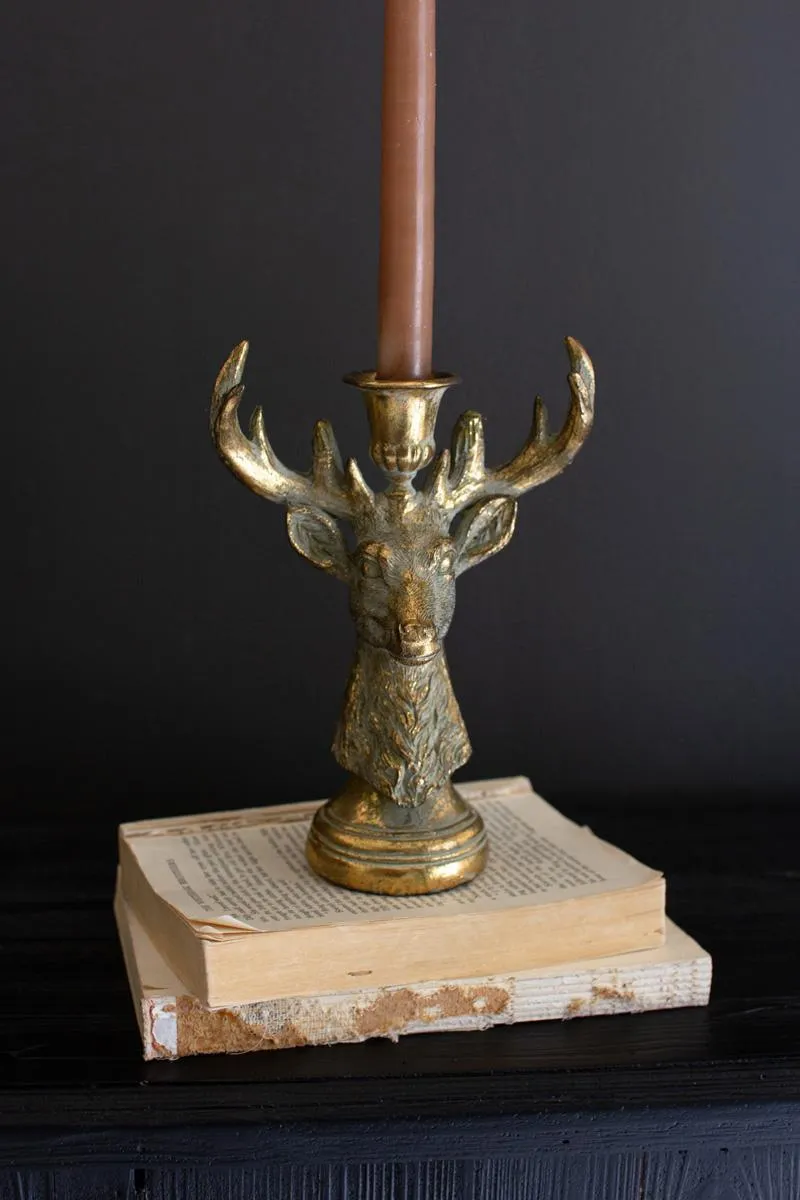 Resin Taper Candle Holders / Deer (Pack of 2)