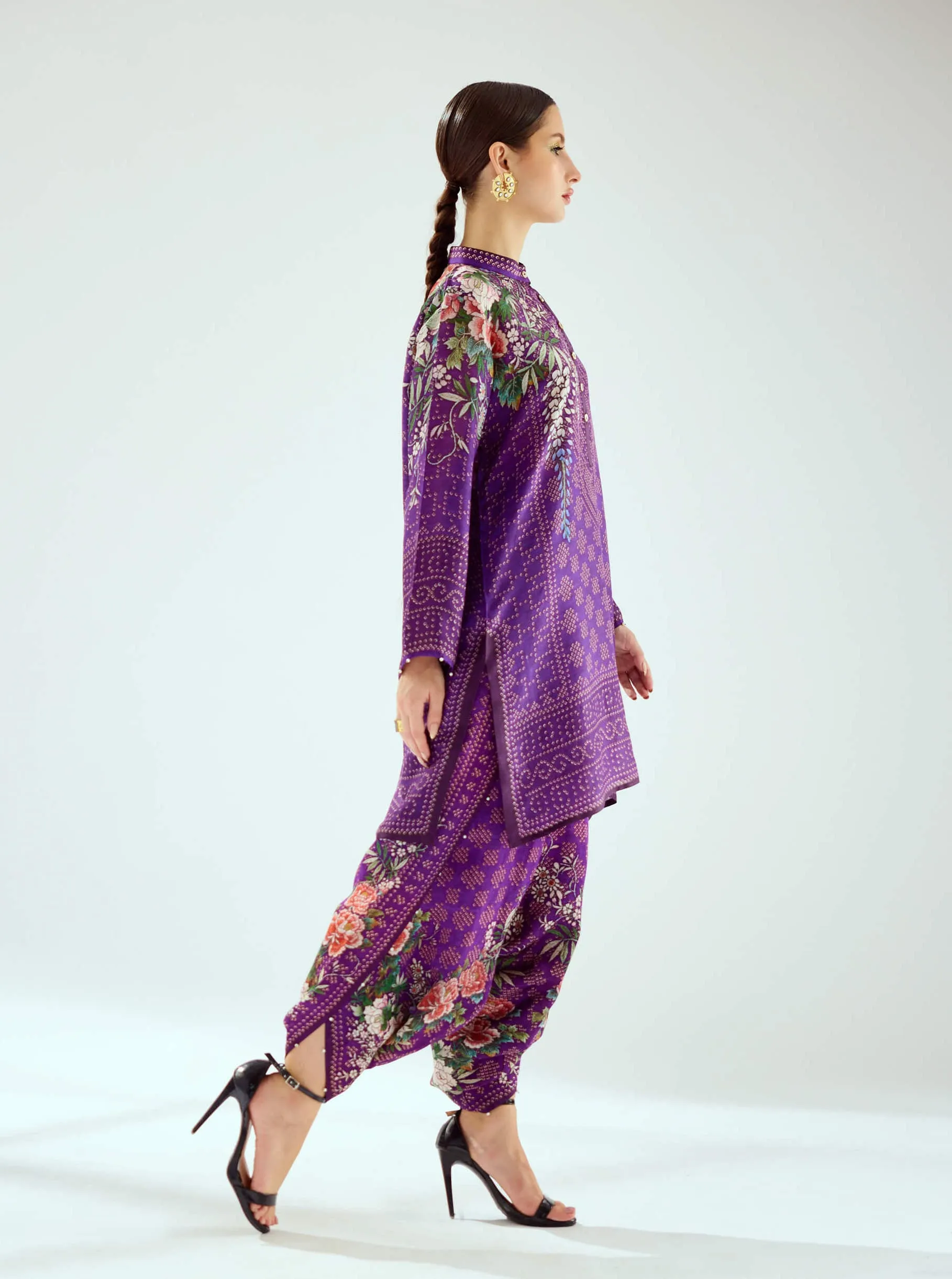 Reza purple printed tunic