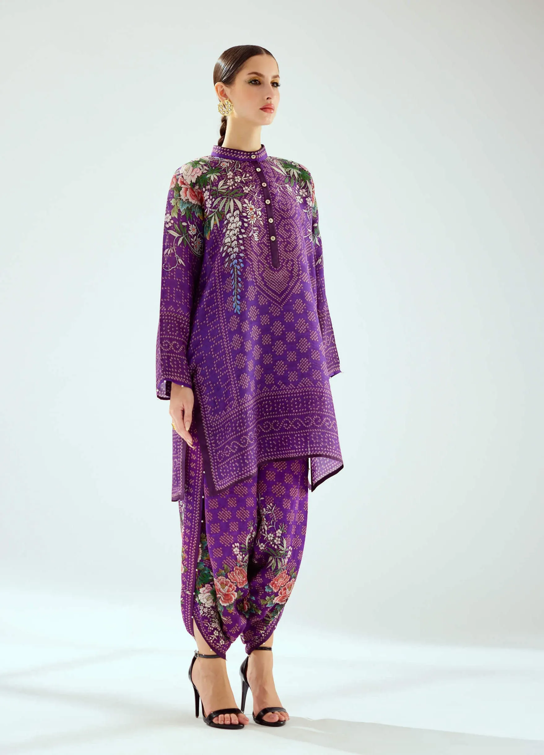 Reza purple printed tunic