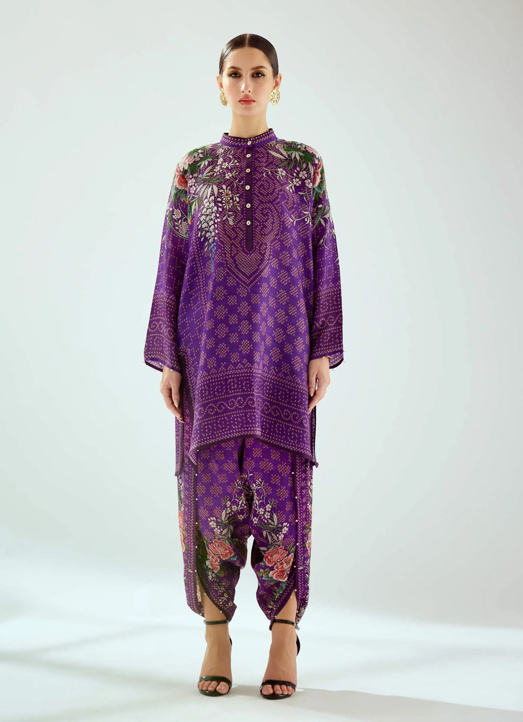 Reza purple printed tunic