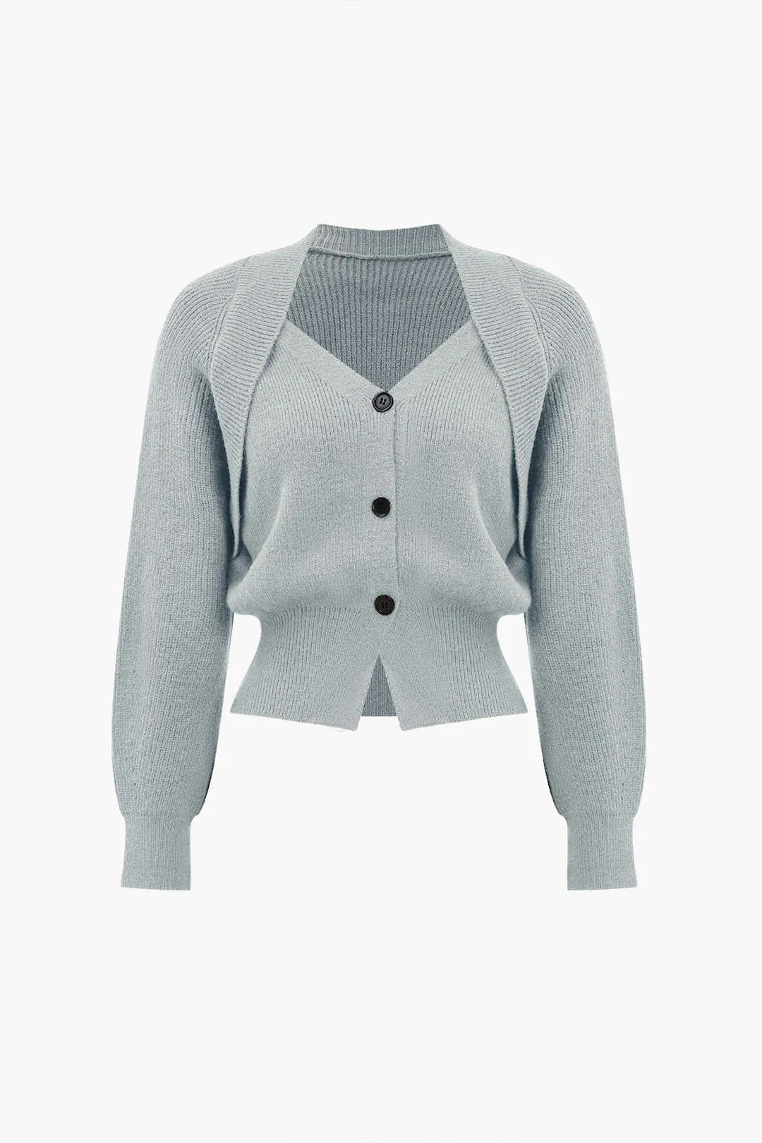 Rosa - Elegant V Neck Solid Knit Woman's Cardigan