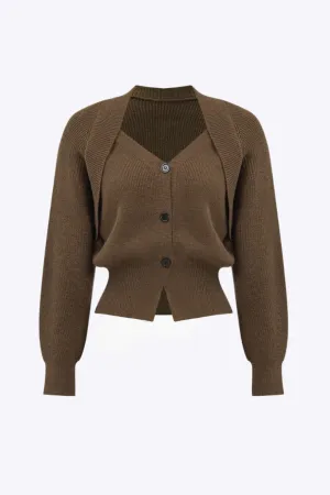 Rosa - Elegant V Neck Solid Knit Woman's Cardigan