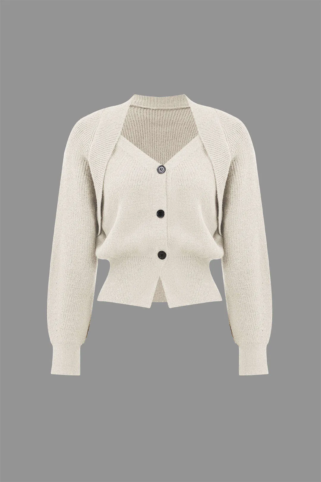 Rosa - Elegant V Neck Solid Knit Woman's Cardigan