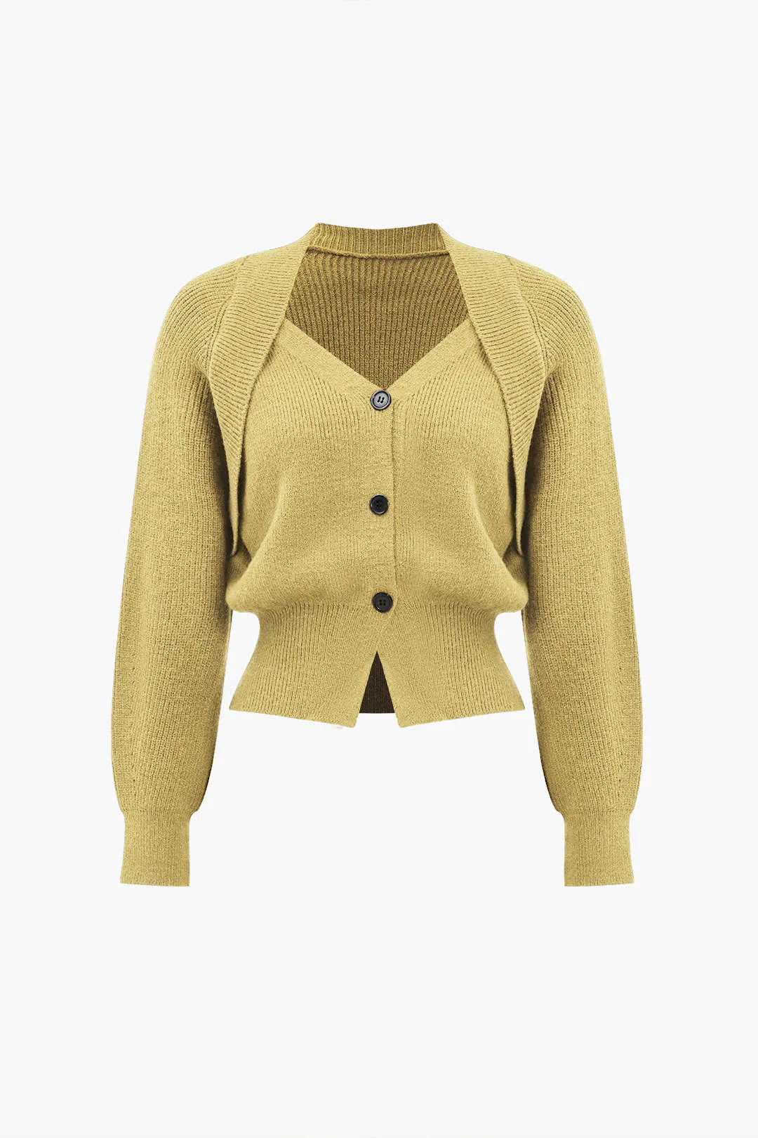 Rosa - Elegant V Neck Solid Knit Woman's Cardigan