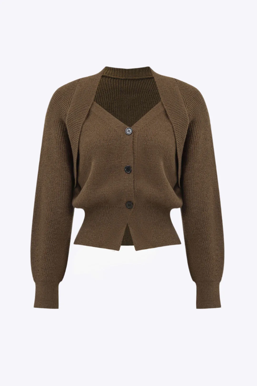 Rosa - Elegant V Neck Solid Knit Woman's Cardigan