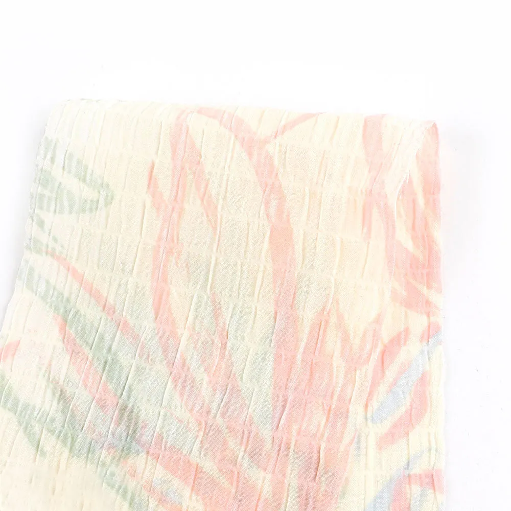 Scribble Leaf Poly Seersucker - Pastel