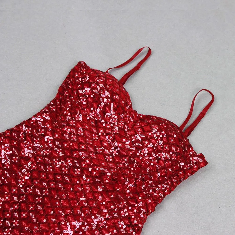 SEQUIN SUSPENDER STRAPLESS STRAPLESS SLIM FIT JUMPSUIT