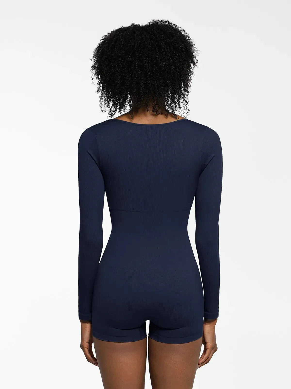 Shapewear Sweetheart Neck Long Sleeve Tummy Control Romper