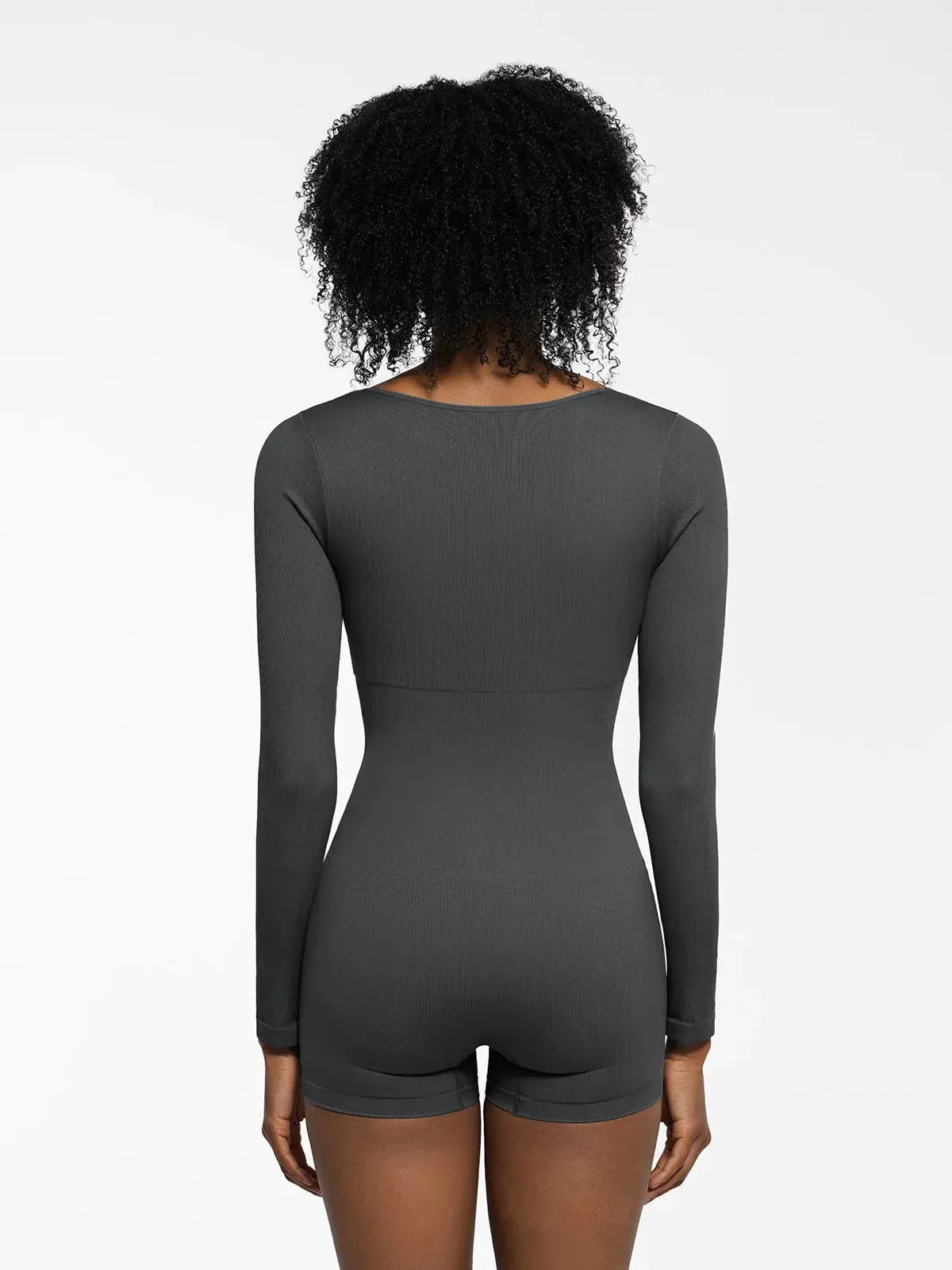 Shapewear Sweetheart Neck Long Sleeve Tummy Control Romper