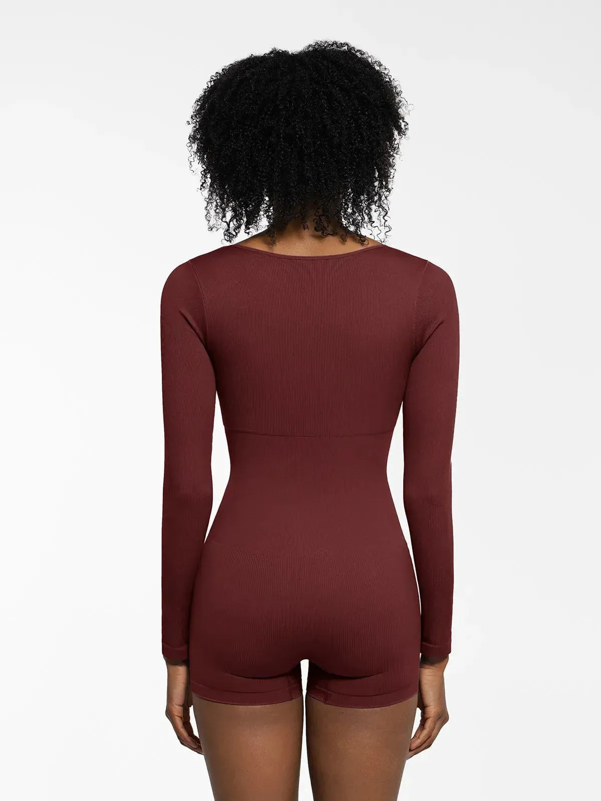 Shapewear Sweetheart Neck Long Sleeve Tummy Control Romper
