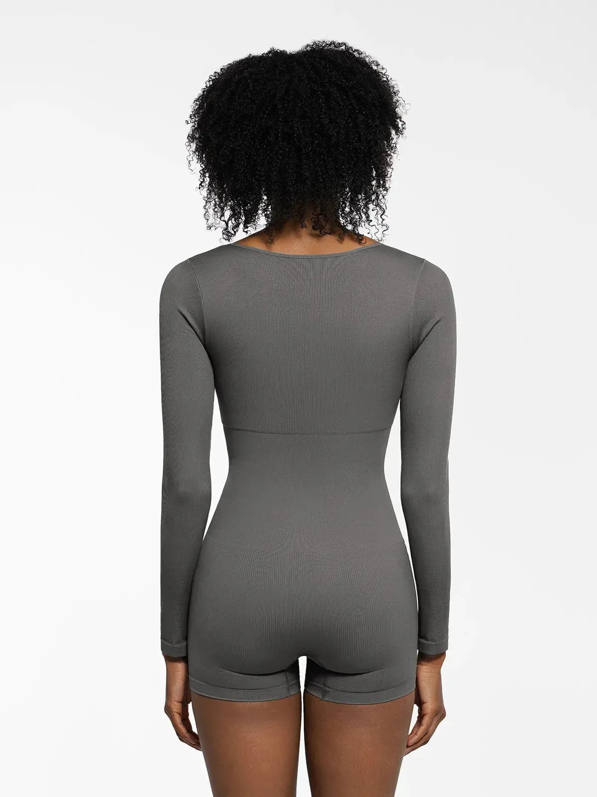 Shapewear Sweetheart Neck Long Sleeve Tummy Control Romper