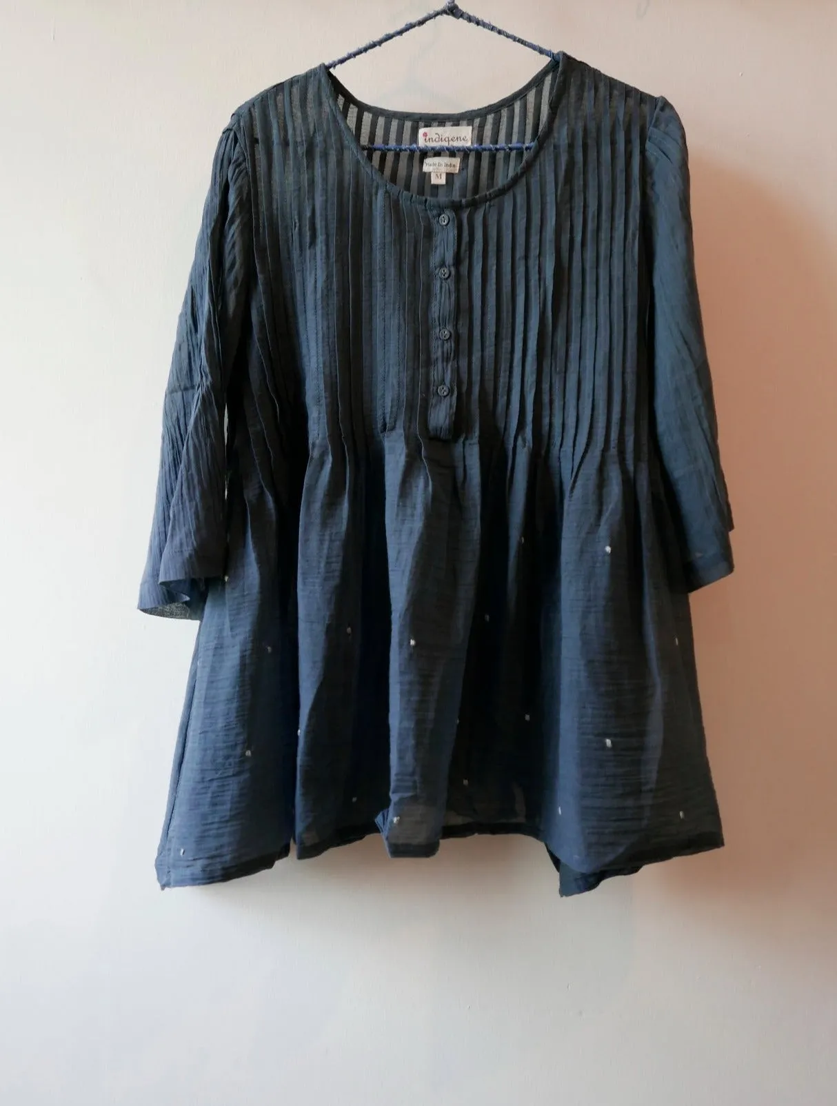 Sky Pin-Tuck Embroidered Top & Ikat baggy pants