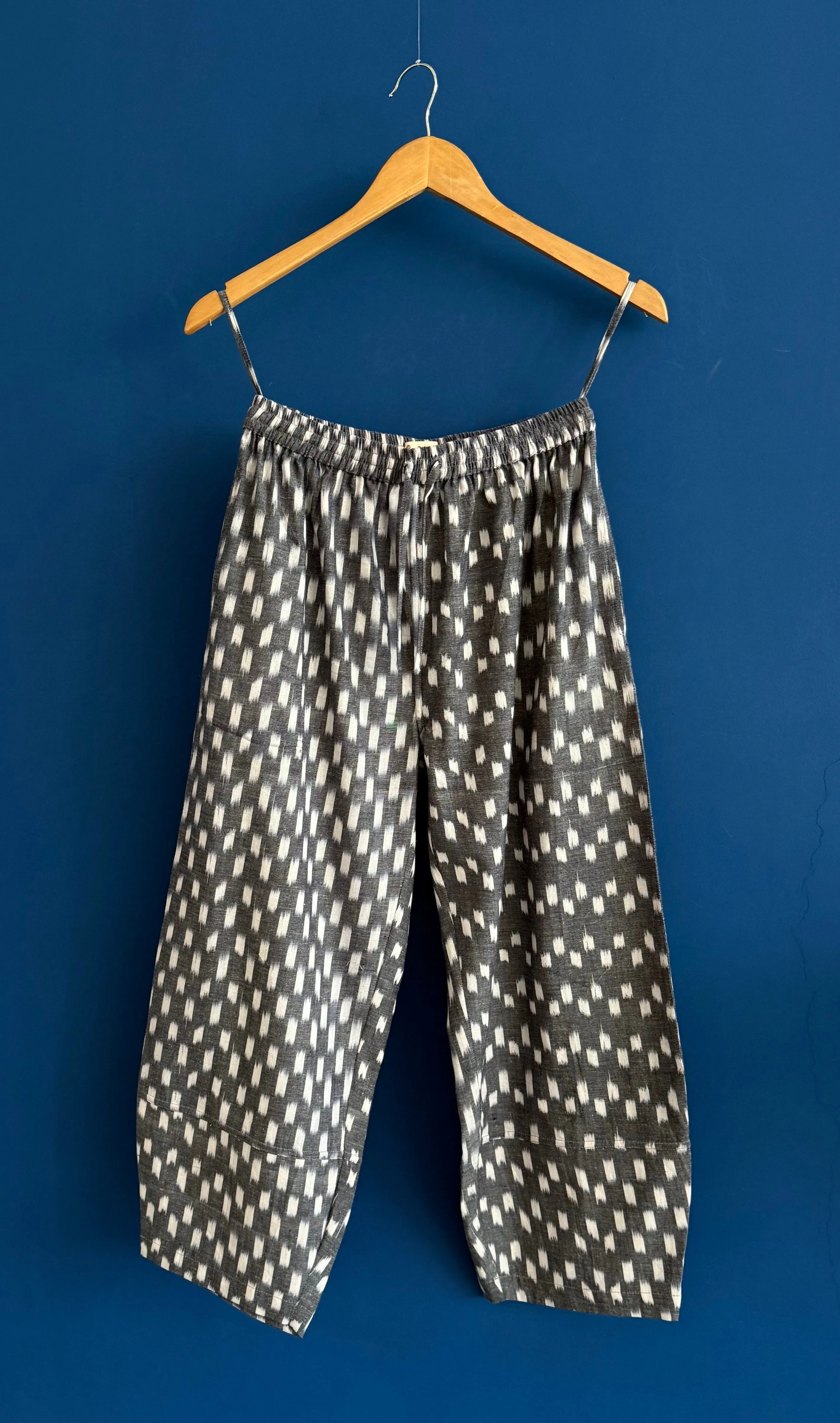 Sky Pin-Tuck Embroidered Top & Ikat baggy pants