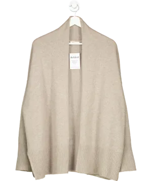 Soft Goat Beige 100% Cashmere Open Cardigan UK S