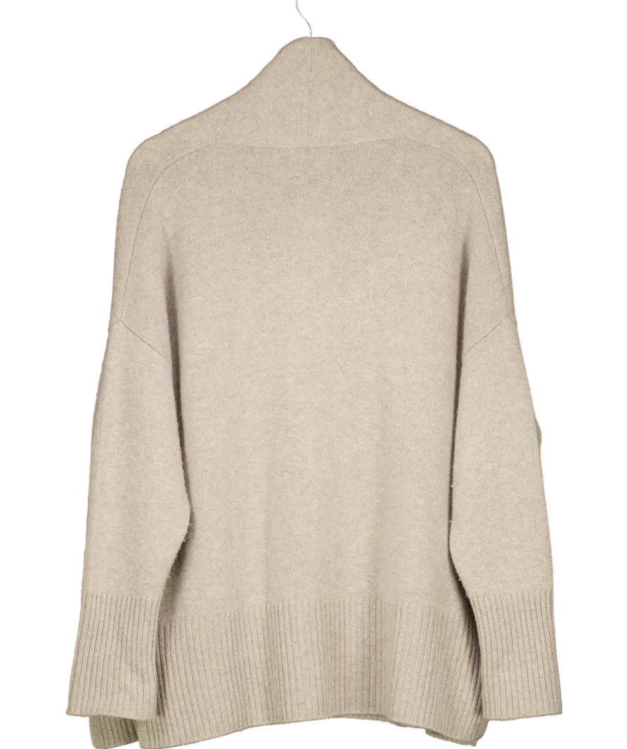Soft Goat Beige 100% Cashmere Open Cardigan UK S
