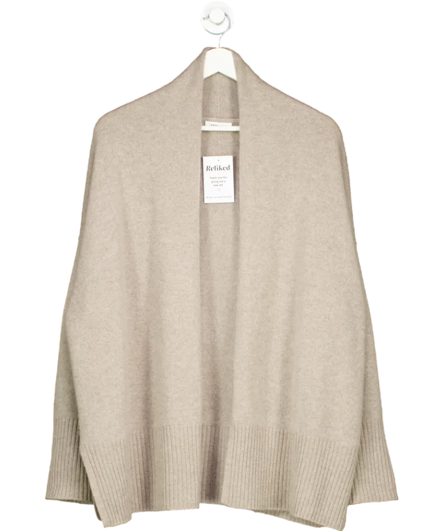 Soft Goat Beige 100% Cashmere Open Cardigan UK S