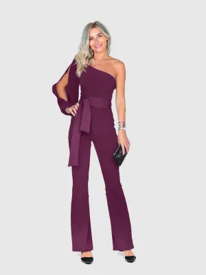 Solid Purple One Shoulder Jumpsuit