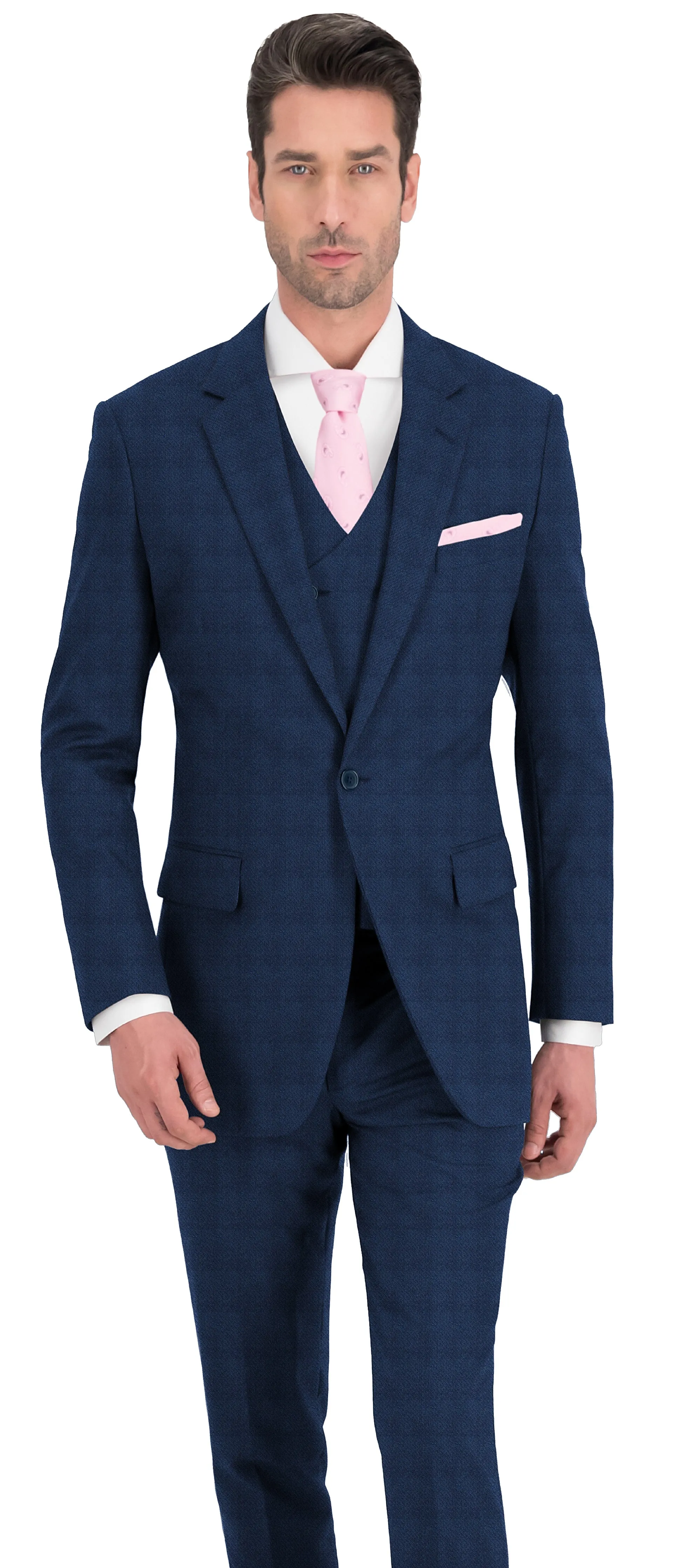 Space Blue Self Stripe Suit