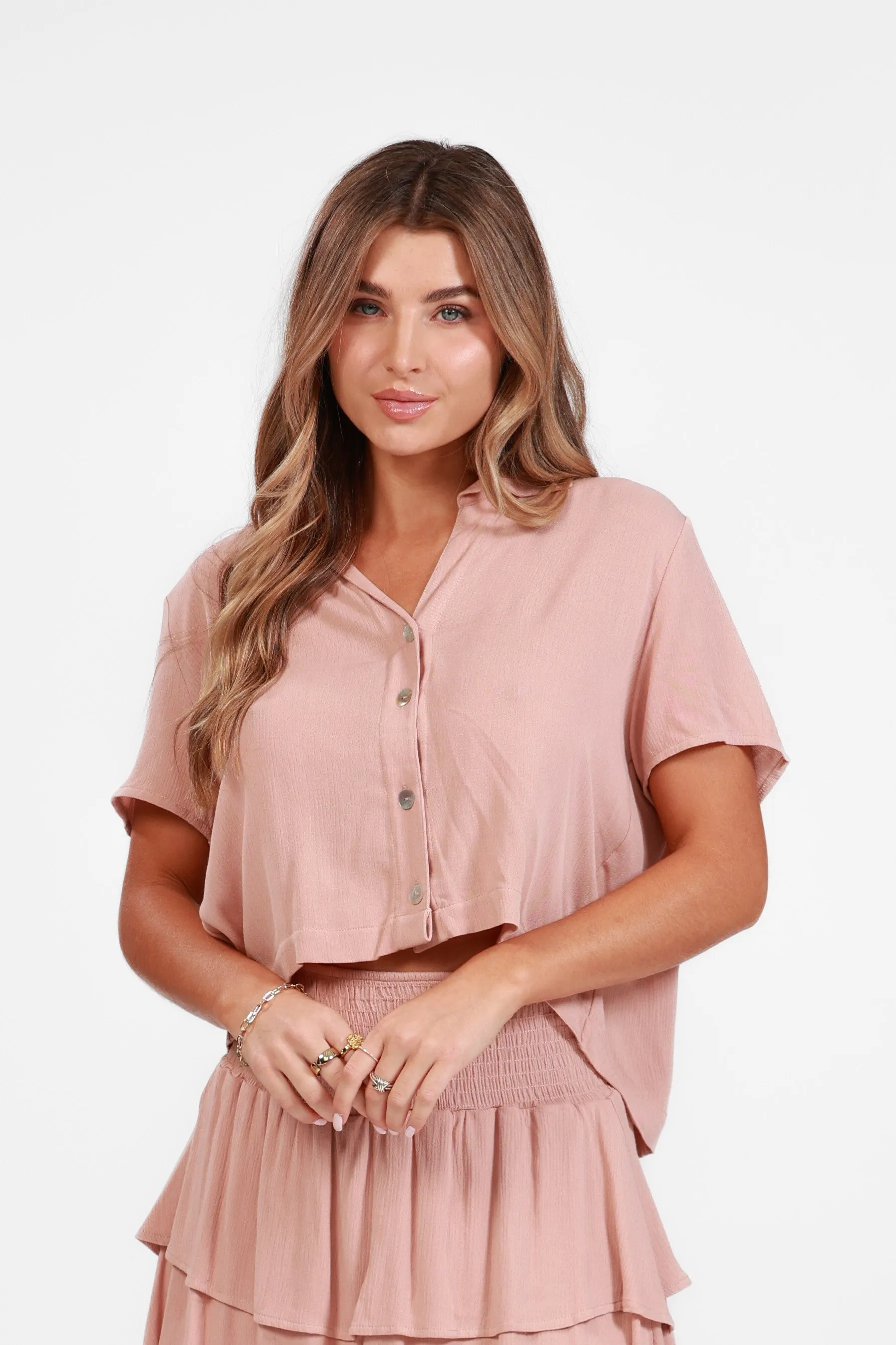 ST. BARTH ROSE CROP SHIRT