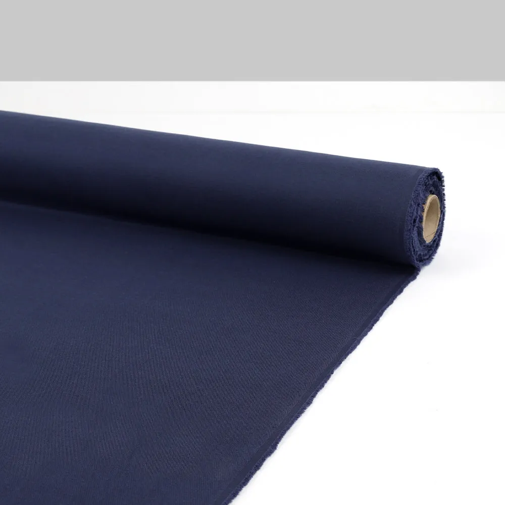 Stretch Silk / Cotton Oxford - Marine (remnant)