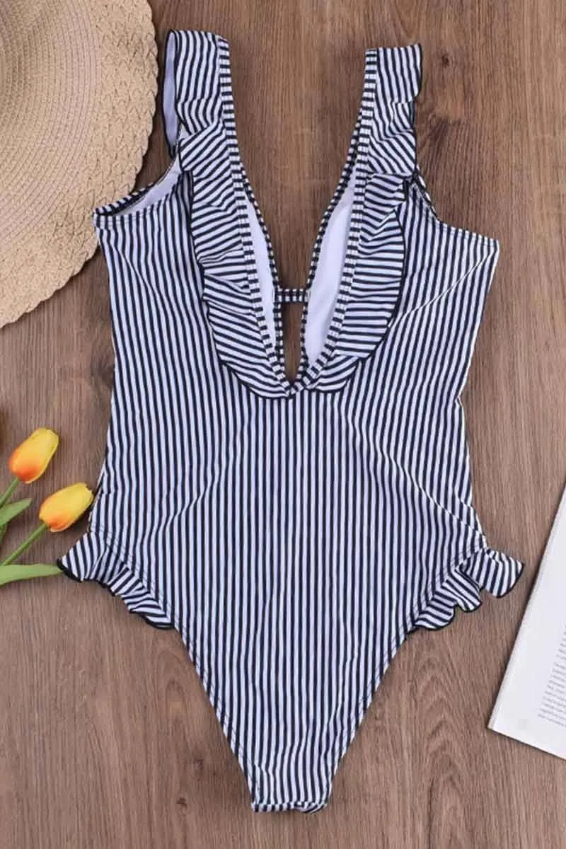 Stripe One-Piece Swimwear